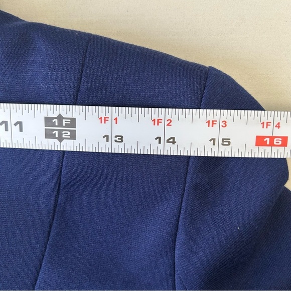 Ricki’s Blazer Slim Fit Cropped Ponte Knit Open Front 3/4 Sleeves Blue Size XS - Picture 9 of 16